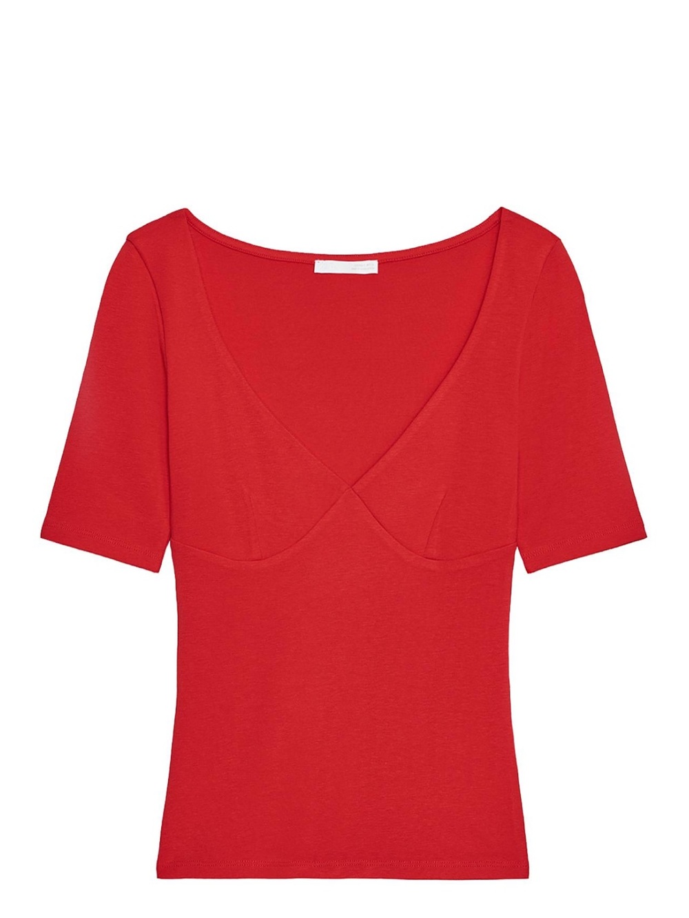 Zara Red Short-Sleeve V-Neck Top